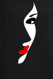Camisetas con cuello en O de patchwork con estampado de calle de moda negro