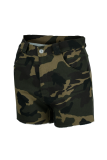 Camouflage Mode Camouflage Print Patchwork Skinny Mid Waist Pencil Full Print Bottoms