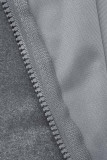 Cinza Casual Sólido Patchwork Zipper Collar Skinny Macacão