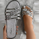 Zilveren mode casual patchwork ronde comfortabele schoenen