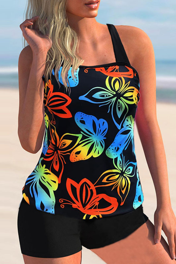 Color Fashion Sexy Print Bandage Backless Swimwears (Avec rembourrages)