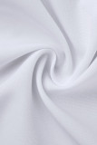 Witte sexy effen patchwork gesp gleuf kraag tops