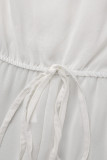 Macacão reto branco casual patchwork sólido sem alças