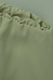 Macacão reto verde claro casual patchwork sólido sem alças