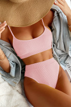 Розовый модный сексуальный однотонный купальник с открытой спиной (с прокладками)