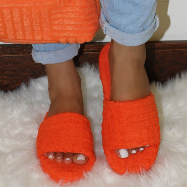 Zapatos cómodos redondos de color sólido de patchwork casual de moda naranja