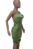 Светло-зеленое сексуальное однотонное платье в стиле пэчворк с завязками, асимметричное платье на тонких бретелях, платья