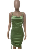 Светло-зеленое сексуальное однотонное платье в стиле пэчворк с завязками, асимметричное платье на тонких бретелях, платья