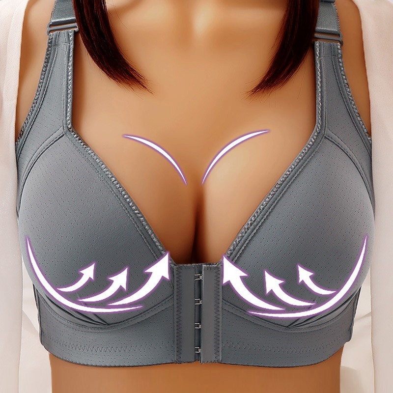 

Dark Gray Fashion Sexy Solid Patchwork No Wire Breathable Bra