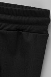 Nero sexy nappa solida patchwork cinturino senza maniche in due pezzi