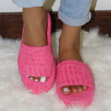 Chaussures confortables rondes de couleur unie décontractées en patchwork de mode rose