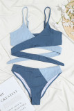 Blue Fashion Sexy Solid Patchwork Backless Swimwears (With Paddings)