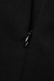 Falda moda casual sólido patchwork flaco cintura alta patchwork convencional negro