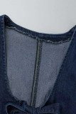 カウボーイブルーファッションセクシーなソリッド包帯くり抜かれたVネック半袖スキニーデニムロンパース