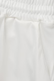 Branco Moda Casual Estampa Básica O Pescoço Plus Size Duas Peças