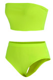 Costumi da bagno sexy senza schienale in tinta unita verde alla moda (senza imbottiture)