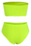 Trajes de baño sin espalda sólidos sexy de moda verde (sin rellenos)