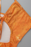 Ginger Fashion Sexy Print Bandage Ausgehöhlter Rückenfreier Neckholder Regular Jumpsuits