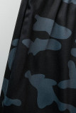 negro gris moda casual estampado básico o cuello manga corta dos piezas