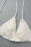 Белые модные сексуальные однотонные бинты в стиле пэчворк с открытой спиной Холтер без рукавов из двух частей