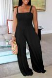 White Casual Solid Patchwork Spaghetti Strap Straight Jumpsuits