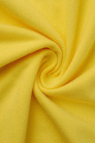Combinaisons droites patchwork évidées en bandage solide sexy jaune