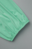 Зеленые модные повседневные комбинезоны с открытыми плечами и открытой спиной с принтом