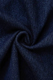 Ковбойский синий модный сексуальный однотонный бандажный комбинезон с v-образным вырезом и коротким рукавом, обтягивающий джинсовый комбинезон