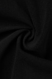 Zwarte mode casual effen patchwork skinny hoge taille conventionele patchwork rok