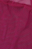 Rosa rossa sexy patchwork trasparente balza Plus Size