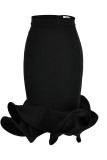 ブラックファッションカジュアルソリッドパッチワークスキニーハイウエスト従来のパッチワークスカート