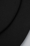 Falda moda casual sólido patchwork flaco cintura alta patchwork convencional negro