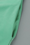 グリーンファッションカジュアルプリントバックレスオフショルダーレギュラージャンプスーツ