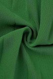 Grönt mode sexigt tryck patchwork rygglös U-hals ärmlös två delar