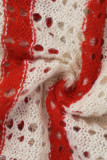 Красный модный повседневный однотонный пэчворк с отложным воротником и длинным рукавом из двух частей