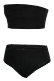 Black Fashion Sexy Solid Backless Swimwears (Without Paddings)