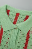 Due pezzi manica lunga colletto rovesciato moda casual tinta unita verde