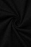 Black Fashion Casual Solid Tassel Regular High Waist Pencil Trousers