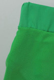 Grön Sexig Solid Patchwork Genomskinlig vanlig Penna med hög midja Enfärgade bottnar