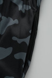 ブラックホワイトファッションカジュアルプリントベーシックOネック半袖ツーピース