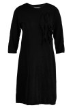 Black Fashion Casual Solid Patchwork O Neck A Line Dresses