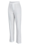 Pantalon taille haute blanc mode décontracté solide basique régulier