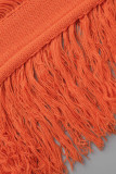 オレンジ色のファッションセクシーな固体包帯パッチワーク背中の開いたホルターノースリーブXNUMXピース