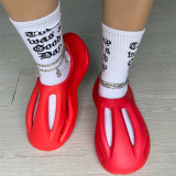 Röd Mode Casual ihåliga Enfärgade Runda bekväma skor
