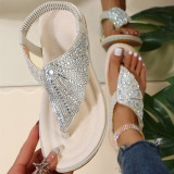 Zapatos cómodos redondos de diamantes de imitación casuales de moda azul