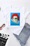 Vita Fashion Street Läppar Tryckta Patchwork O-hals T-shirts