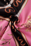 Robes de jupe en une étape à col rond et à imprimé décontracté rose