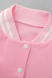 Розовый модный повседневный кардиган в стиле пэчворк с длинным рукавом из двух частей