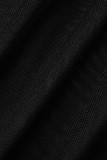 Черные сексуальные однотонные лоскутные прозрачные обычные однотонные брюки-карандаш с высокой талией