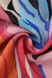Flerfärgad Sweet Elegant Print Bandage Patchwork V-hals Raka Jumpsuits